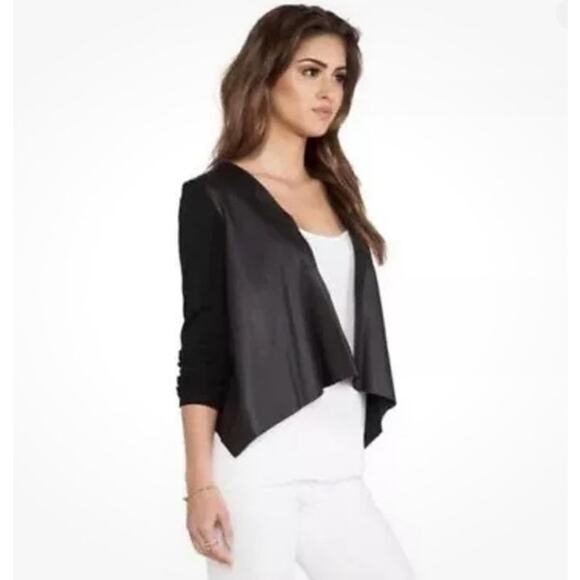 Velvet By Graham & Spencer Candy Ponti w/ Faux Leather Jacket in Black Size S - Picture 10 of 14